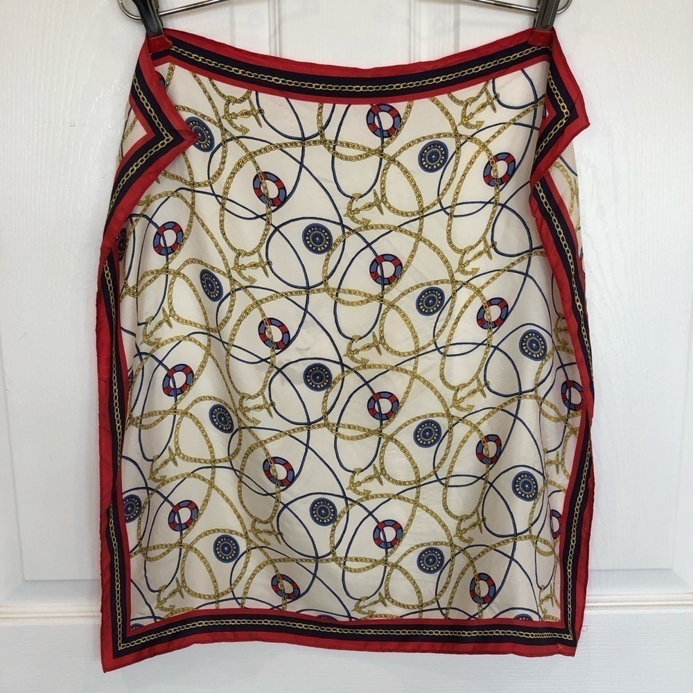 Silk scarf Nautical theme 21” square. Neck scarf. Hair scarf